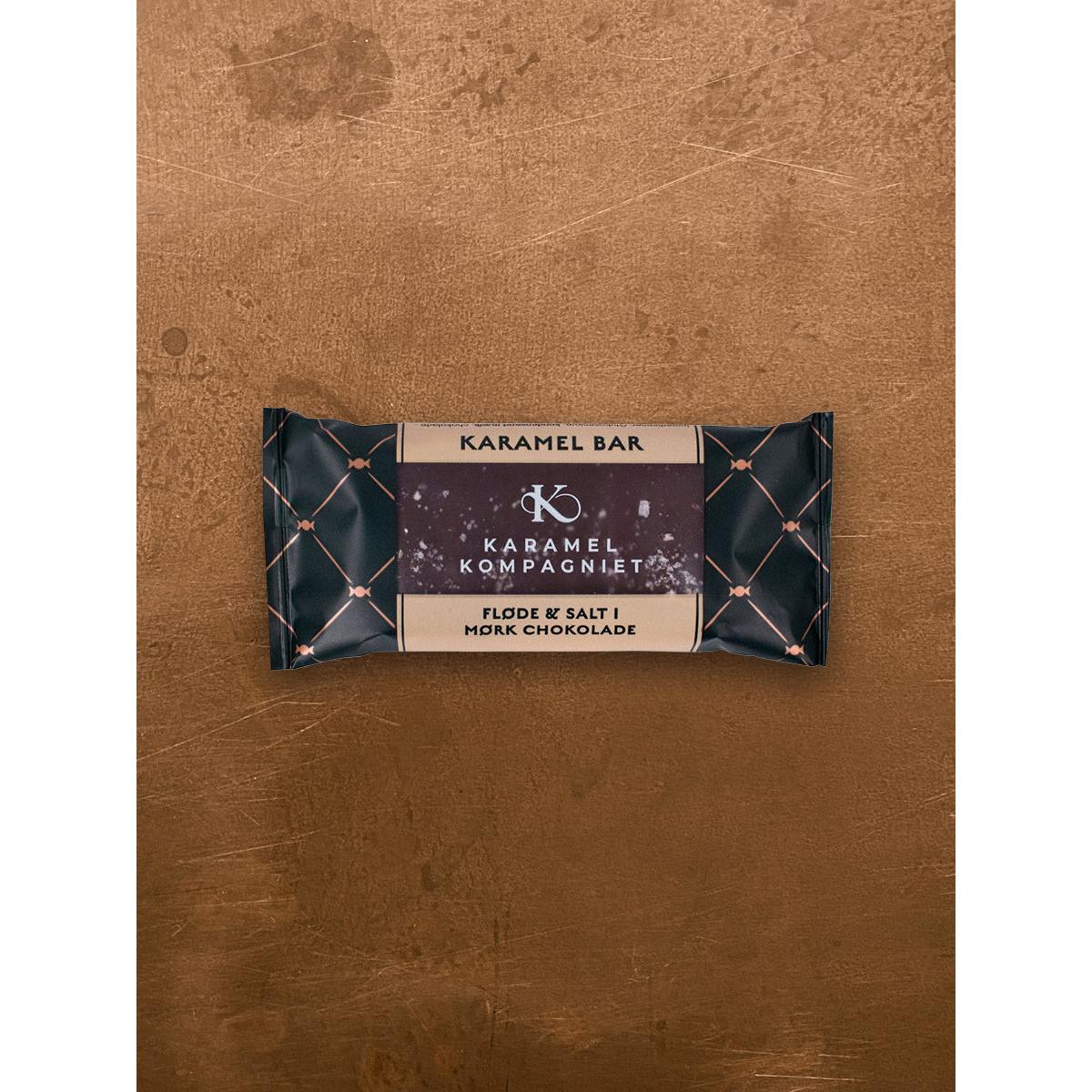 Karamel Kompagniet, Karamel Bar, Fløde & Salt I Mørk Chokolade, 50 g.-Karamel Kompagniet-Minlillebutik.dk