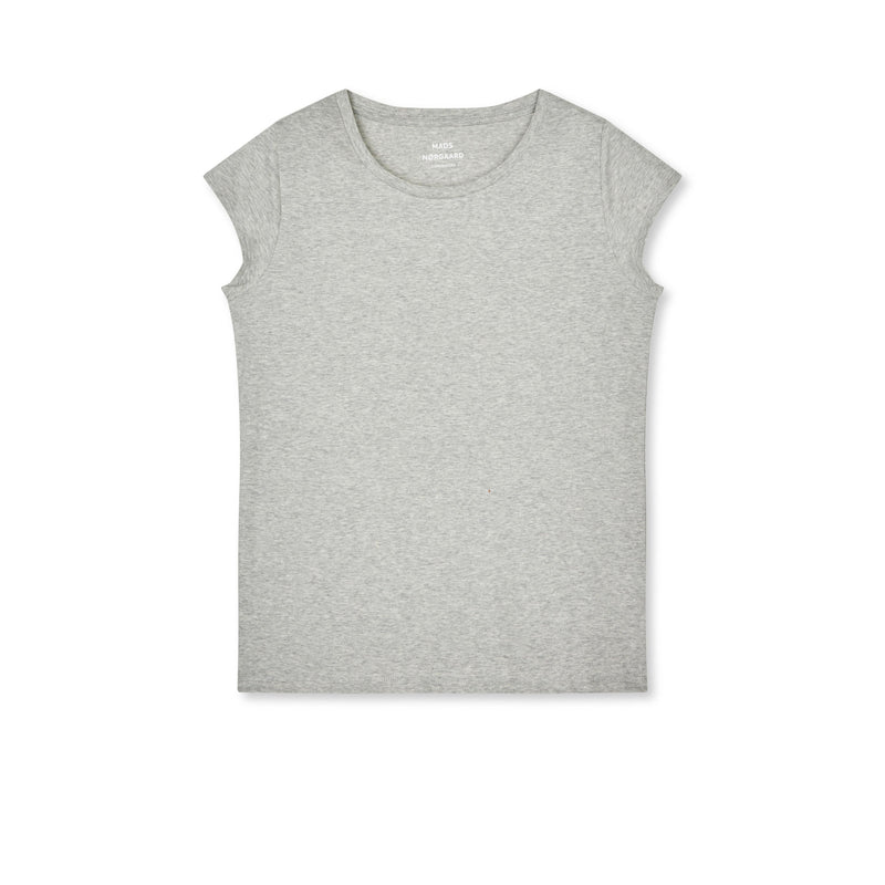 Mads Nørgaard, Fine Jersey Teasy Tee FAV, Light grey-Mads Nørgaard - Dame-Minlillebutik.dk