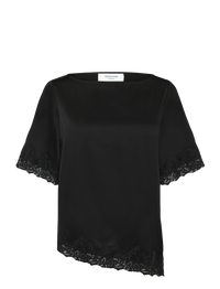 Rosemunde, RWPatricia Silk SS Lace Boatneck Blouse, Black