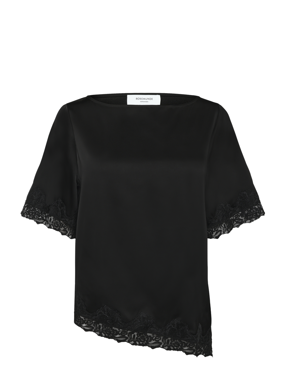 Rosemunde, RWPatricia Silk SS Lace Boatneck Blouse, Black