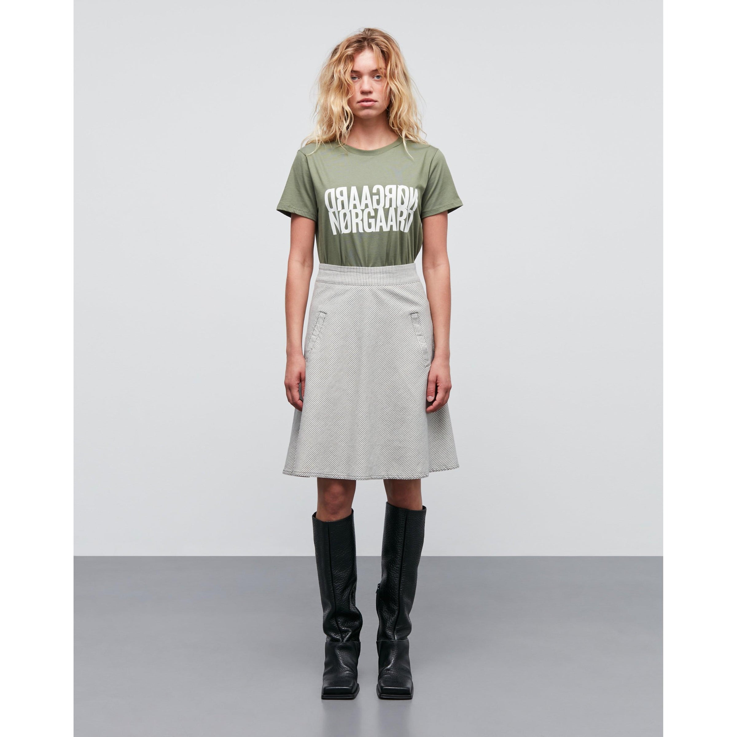 Mads Nørgaard, Bromi Stelly Skirt, Four Leaf Clover/Whitecap Grey-Mads Nørgaard - Dame-Minlillebutik.dk