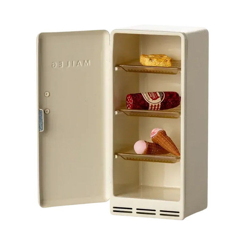 Maileg, Køleskab, Mus, Råhvid 11-5120-00-Maileg-Minlillebutik.dk