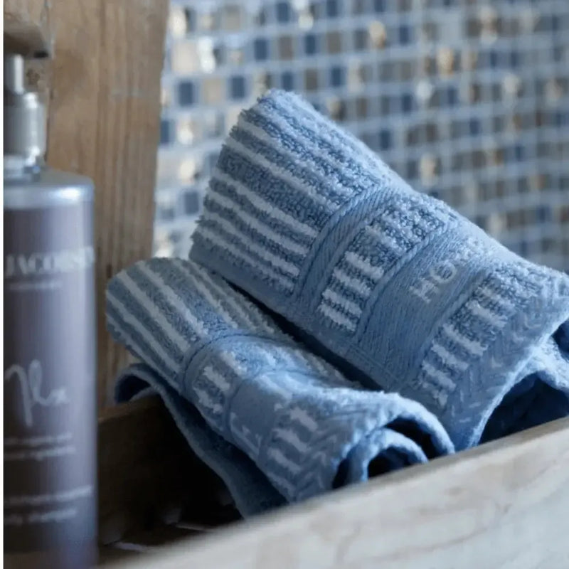 Ilse Jacobsen, Vaskeklud Sæt med 4 stk, Støvet Blå Striber-Ilse Jacobsen-Minlillebutik.dk