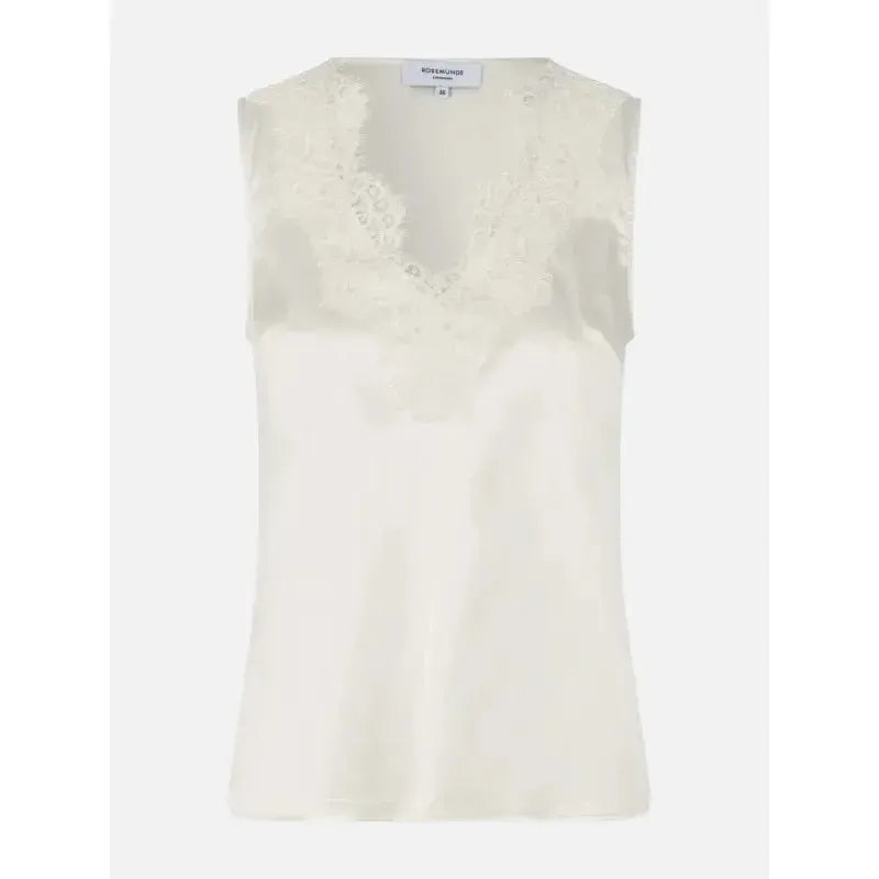 Rosemunde, RW Jade Silk Lace Top, Ivory-Rosemunde-Minlillebutik.dk