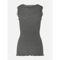 Rosemunde, RWBurlington Wool SL Lace Top, Dark Grey Melange-Rosemunde-Minlillebutik.dk