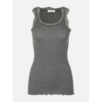 Rosemunde, RWBurlington Wool SL Lace Top, Dark Grey Melange-Rosemunde-Minlillebutik.dk