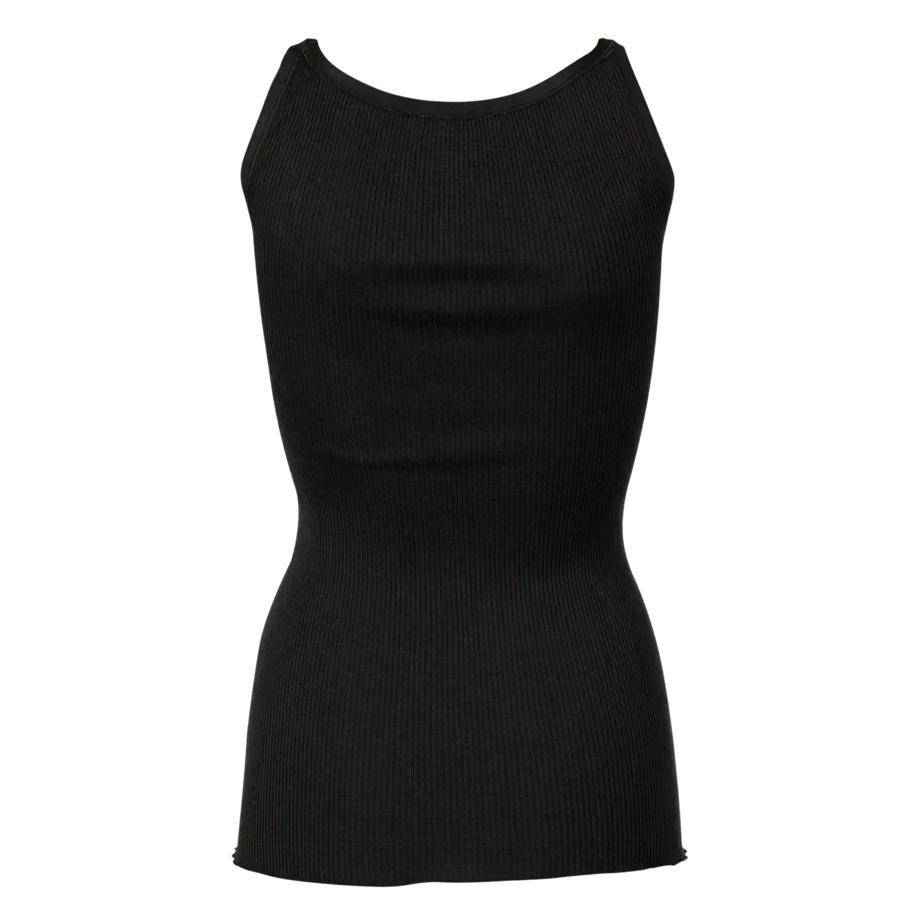 Rosemunde, RWBelle Silk U-neck Strap Elastic Top, Sort-Rosemunde-Minlillebutik.dk