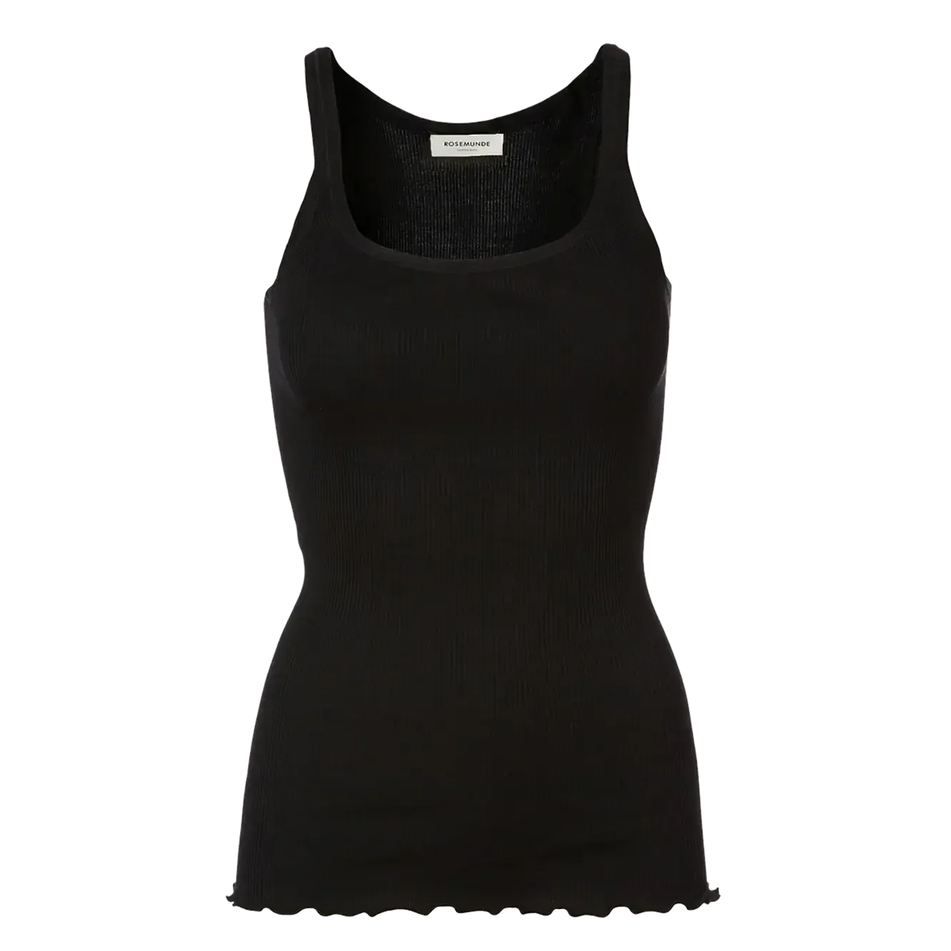 Rosemunde, RWBelle Silk U-neck Strap Elastic Top, Sort-Rosemunde-Minlillebutik.dk