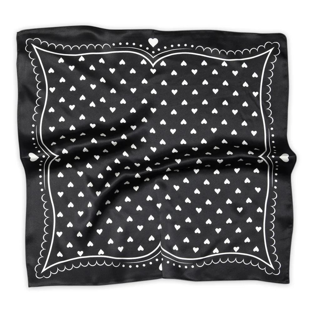 MPdenmark Love Small Silk Scarf – Black
