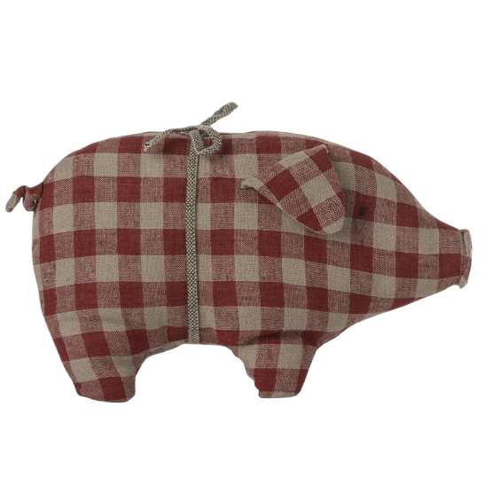 Maileg Jul, Gris, Lille, Red check, 14-3900-00-Maileg-Minlillebutik.dk