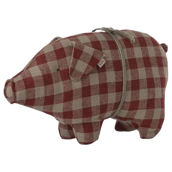 Maileg Jul, Gris, Lille, Red check, 14-3900-00-Maileg-Minlillebutik.dk