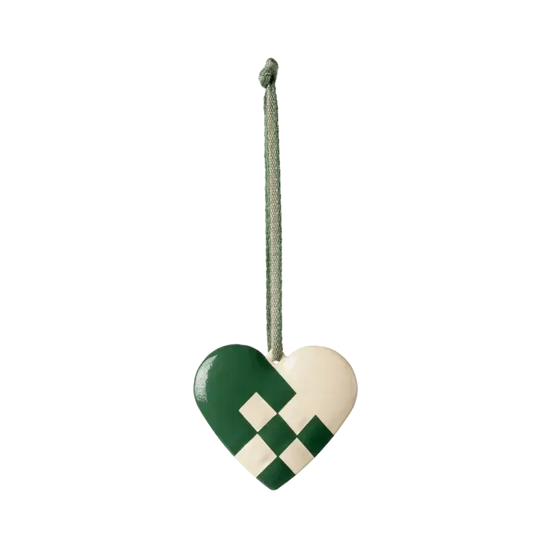 Maileg Jul, Metal ophæng, Hjerte, Lille, Grøn, 14-4503-01-Maileg-Minlillebutik.dk