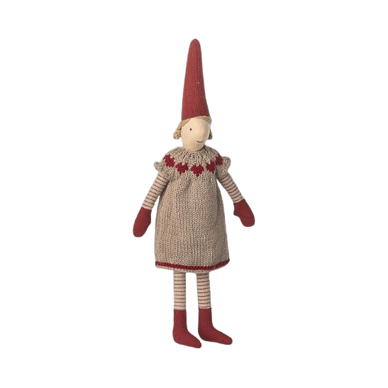 Maileg Jul, Nisse str. 2, Pige, Strikket Kjole 14-5421-00-Maileg-Minlillebutik.dk