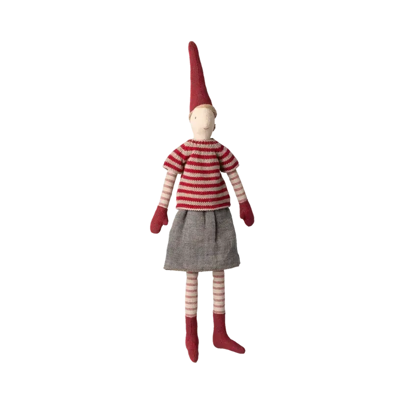 Maileg Jul, Nisse, str. 3, Pige, Nederdel og strikket sweater, 14-5432-00-Maileg-Minlillebutik.dk