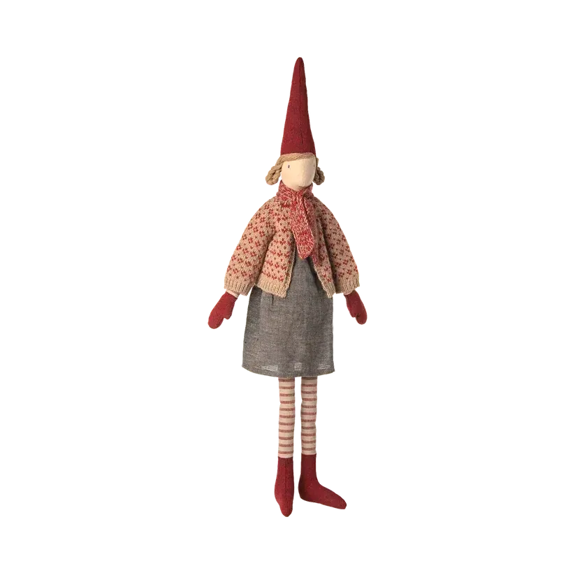 Maileg Jul, Nisse, str. 4, Pige, Nederdel og cardigan, 14-5442-00-Maileg-Minlillebutik.dk