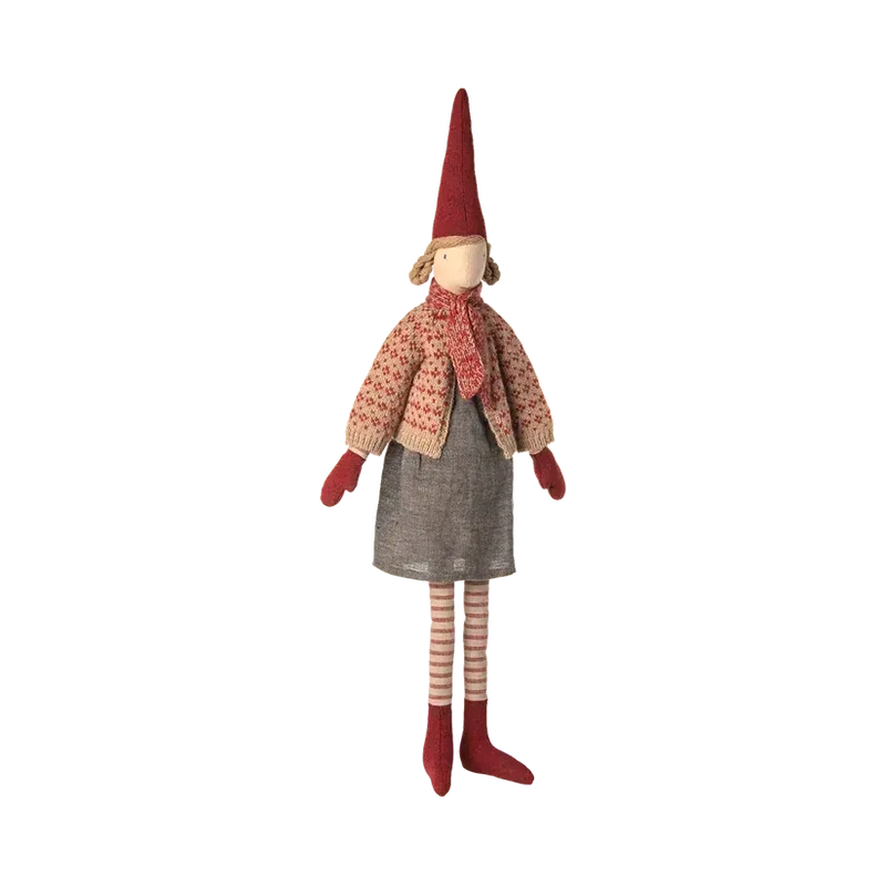 Maileg Jul, Nisse, str. 4, Pige, Nederdel og cardigan, 14-5442-00-Maileg-Minlillebutik.dk