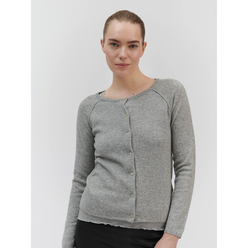 Rosemunde, RWLaica LS O-neck Raglan Cardigan, Light Grey Melange-Rosemunde-Minlillebutik.dk