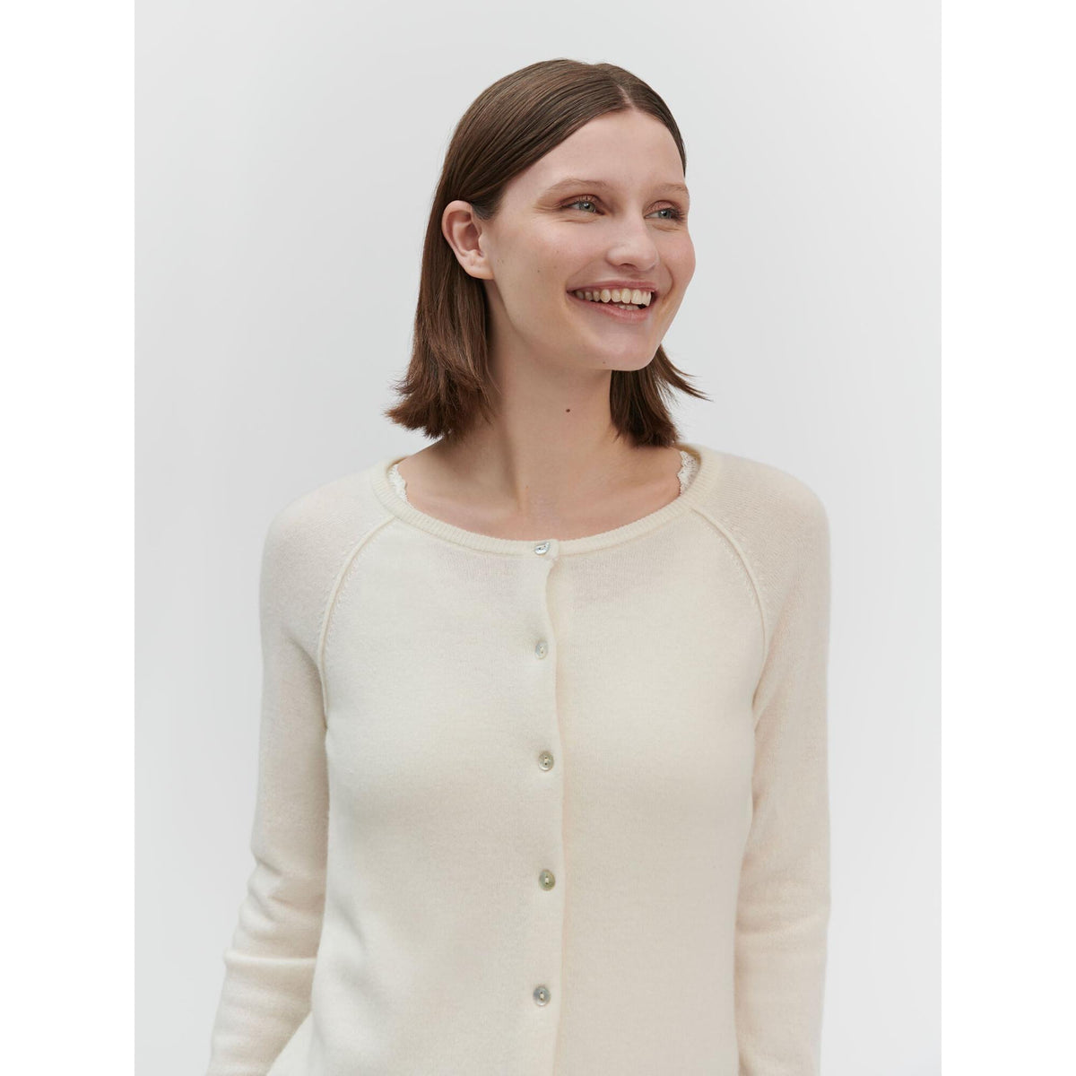 Rosemunde, RWLaica LS O-neck Raglan Cardigan, Ivory-Rosemunde-Minlillebutik.dk