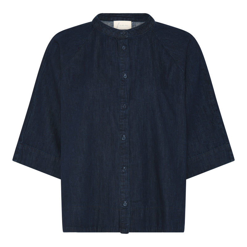 Frau, Abu Dhabi 3/4 short denim top, Dark blue denim