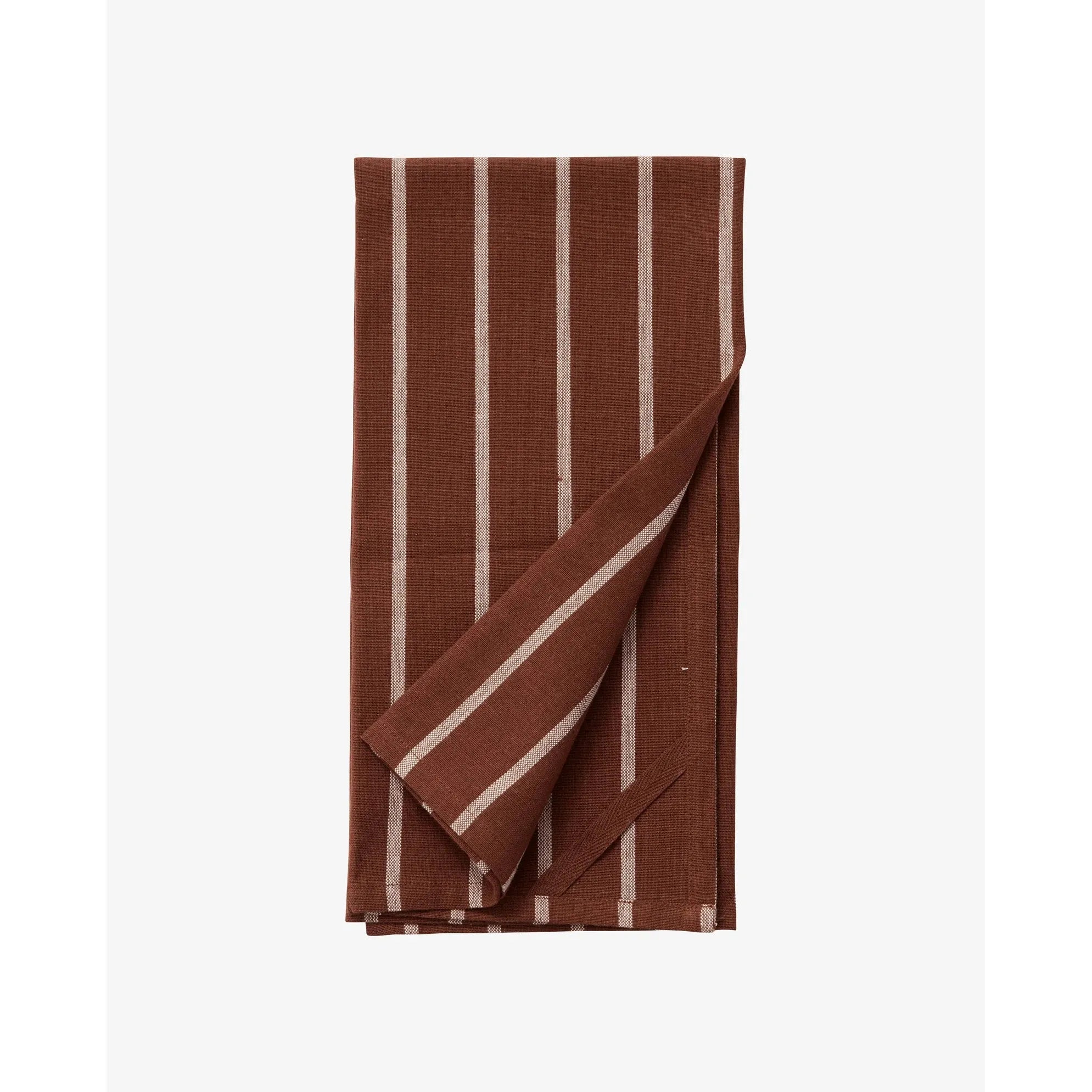 Nordal, KINU viskestykke, stribet - bordeaux/beige