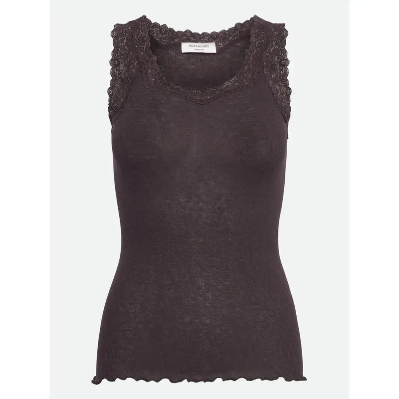Rosemunde, RWBurlington Wool SL Lace Top, Ganache-Rosemunde-Minlillebutik.dk