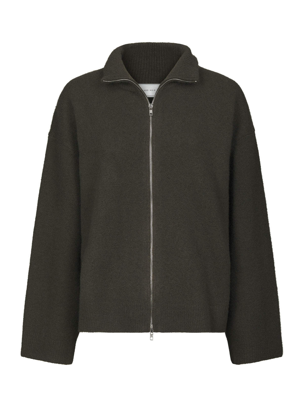 Neo Noir, Asley Zip Knit Cardigan, Moss Green