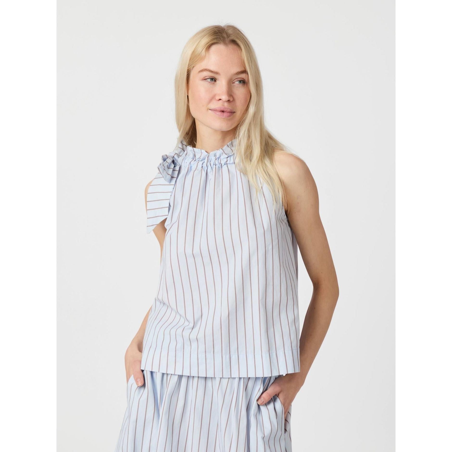 Neo Noir, Maula Stripe Top, Light Blue-Neo Noir-Minlillebutik.dk