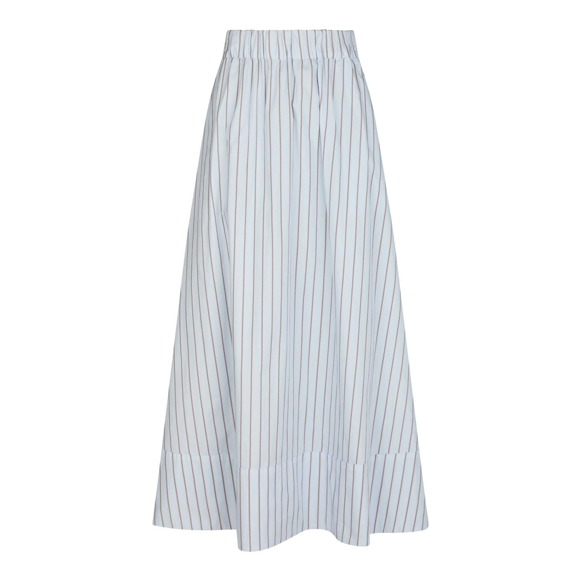 Neo Noir, Yara Stribe Long Skirt, Light Blue-neo-Minlillebutik.dk