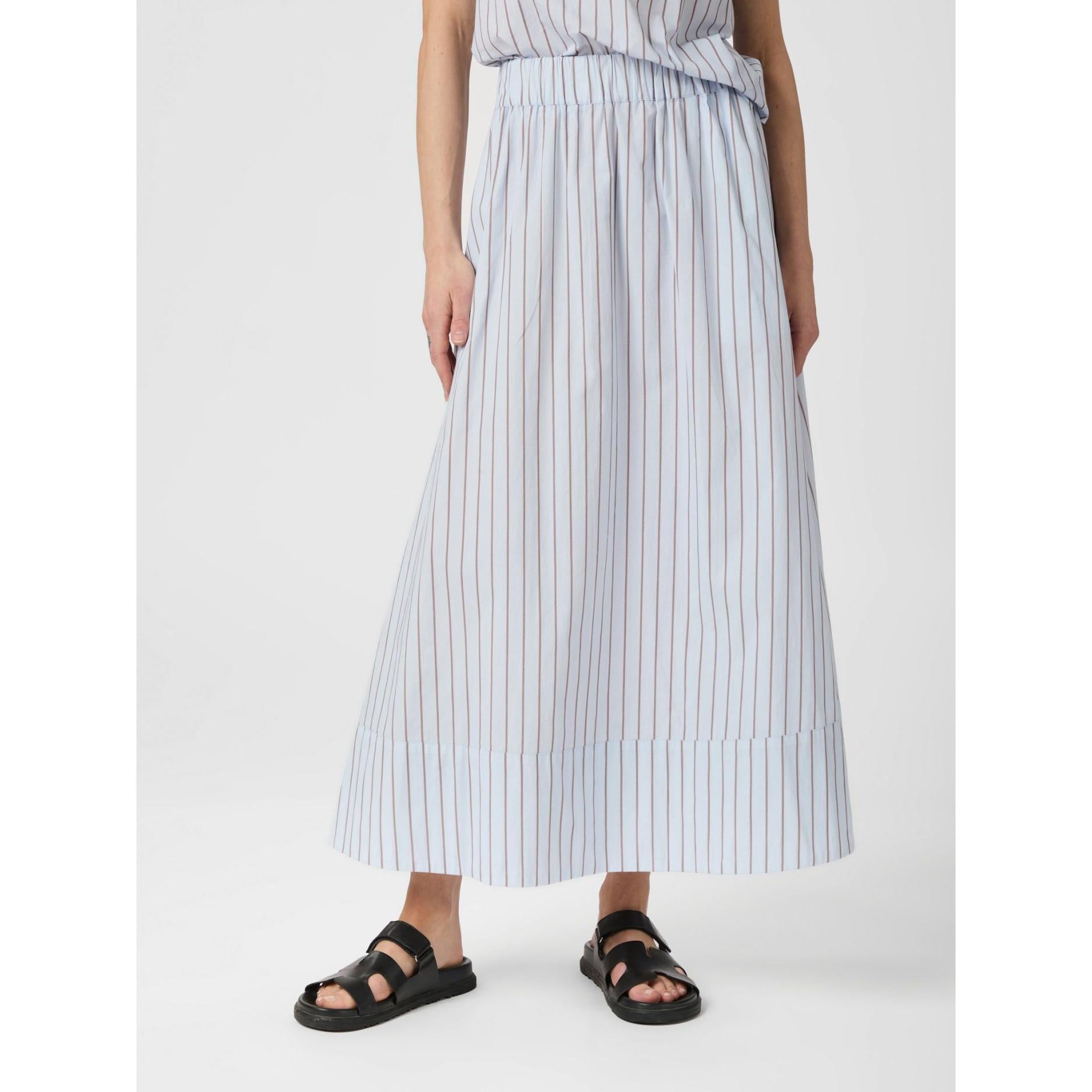 Neo Noir, Yara Stribe Long Skirt, Light Blue-neo-Minlillebutik.dk