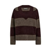 Mos Mosh, Taci Stripe LS V-Neck Knit, Fudge-Mos Mosh-Minlillebutik.dk