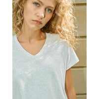 Mos Mosh, MMSienna V-SS Tee, Ecru-Mos Mosh-Minlillebutik.dk