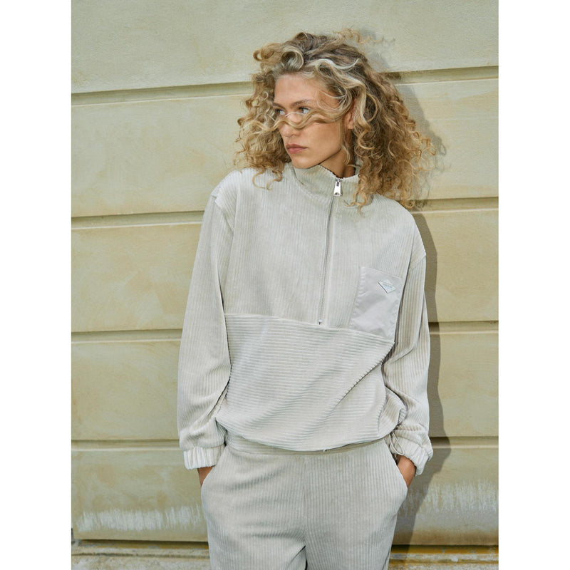 Mos Mosh, MMEllo Zip Sweatshirt, Feather Gray-Mos Mosh-Minlillebutik.dk