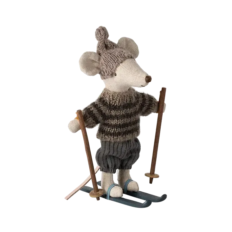 Maileg, Vintermus, Storbror m/ski 17-4211-00-Maileg-Minlillebutik.dk