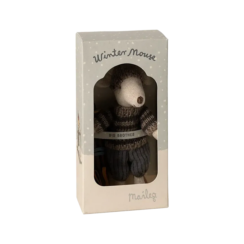 Maileg, Vintermus, Storbror m/ski 17-4211-00-Maileg-Minlillebutik.dk