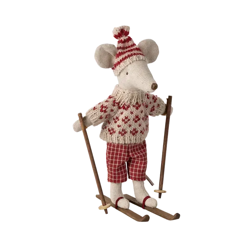 Maileg, Vintermus, Mor m/ski 17-4304-00-Maileg-Minlillebutik.dk