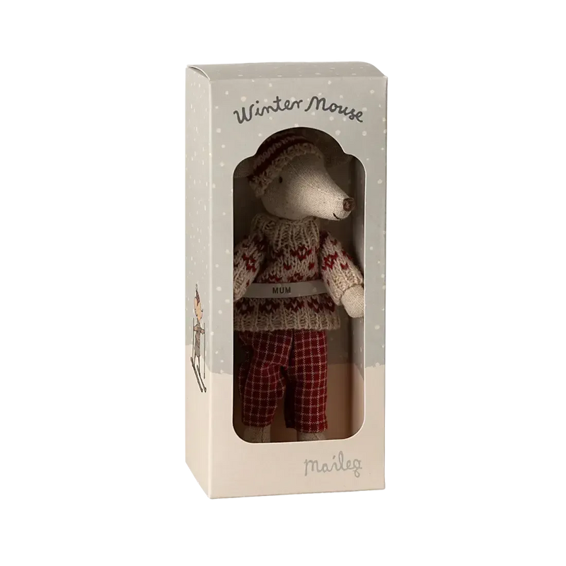 Maileg, Vintermus, Mor m/ski 17-4304-00-Maileg-Minlillebutik.dk