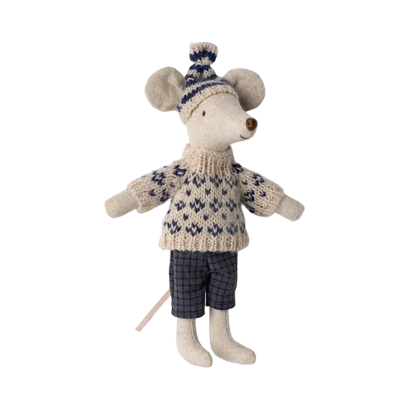 Maileg, Vintermus, Far m/ski 17-4305-00-Maileg-Minlillebutik.dk