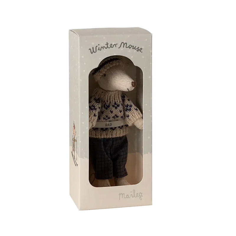 Maileg, Vintermus, Far m/ski 17-4305-00-Maileg-Minlillebutik.dk