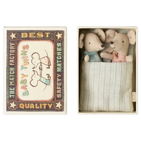Maileg, Tvillinger, Baby mus i tændstikæske, 17-5000-00-Maileg-Minlillebutik.dk