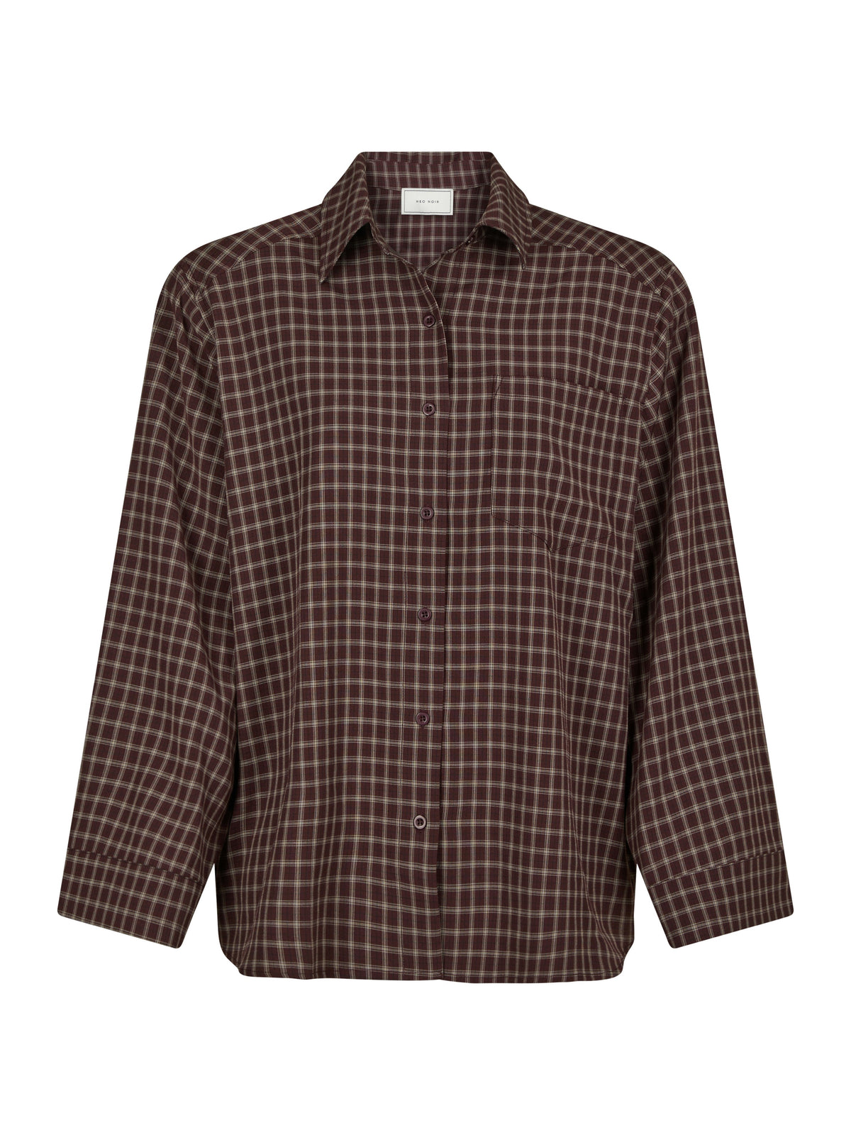 Neo Noir, Anella Check Shirt, Chocolate Plum