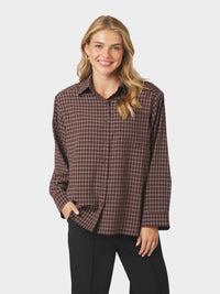 Neo Noir, Anella Check Shirt, Chocolate Plum