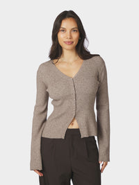 Neo Noir, Melia Knit Cardigan, Sand Melange
