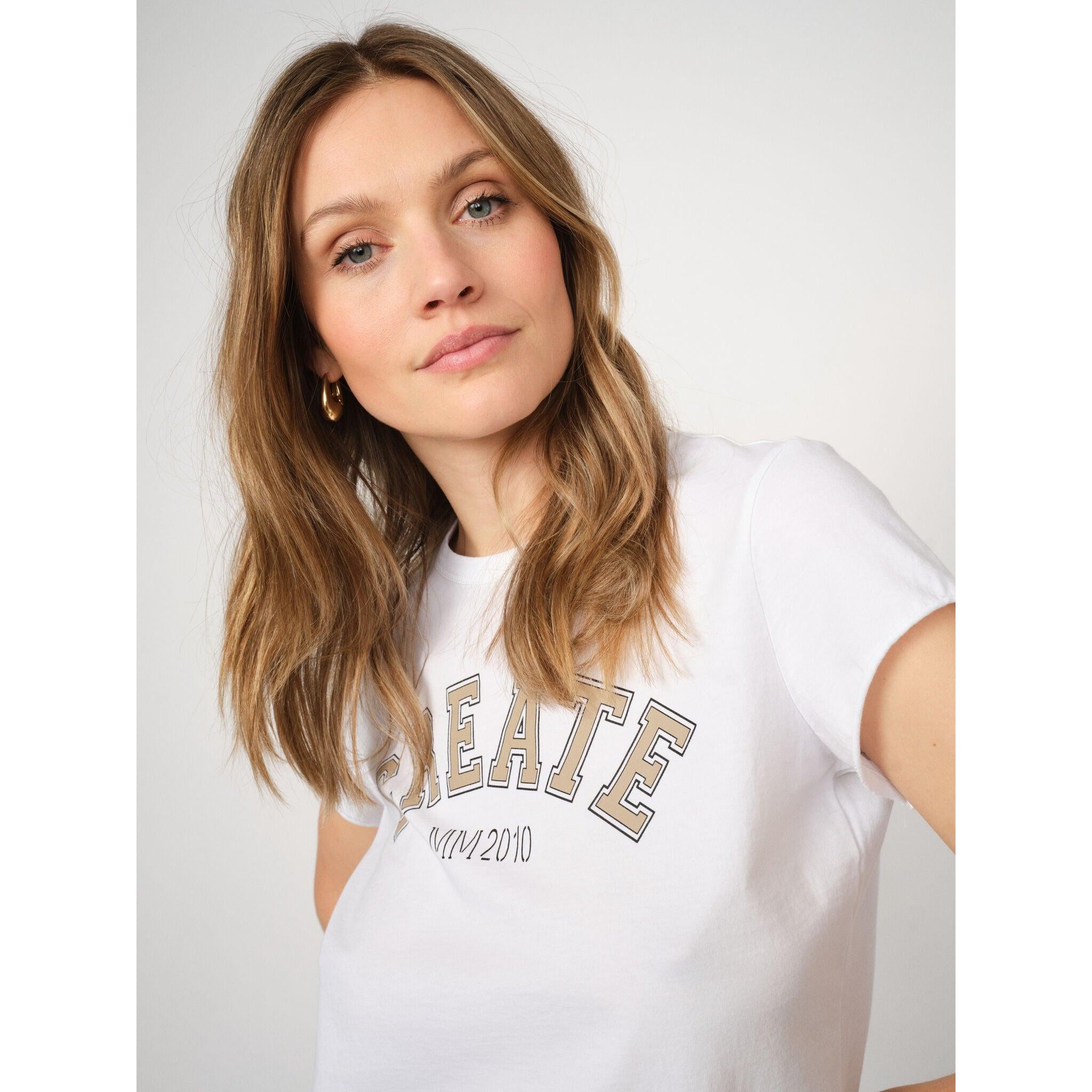 Mos Mosh, MMCelli O-SS Tee, Savannah Tan-Mos Mosh-Minlillebutik.dk