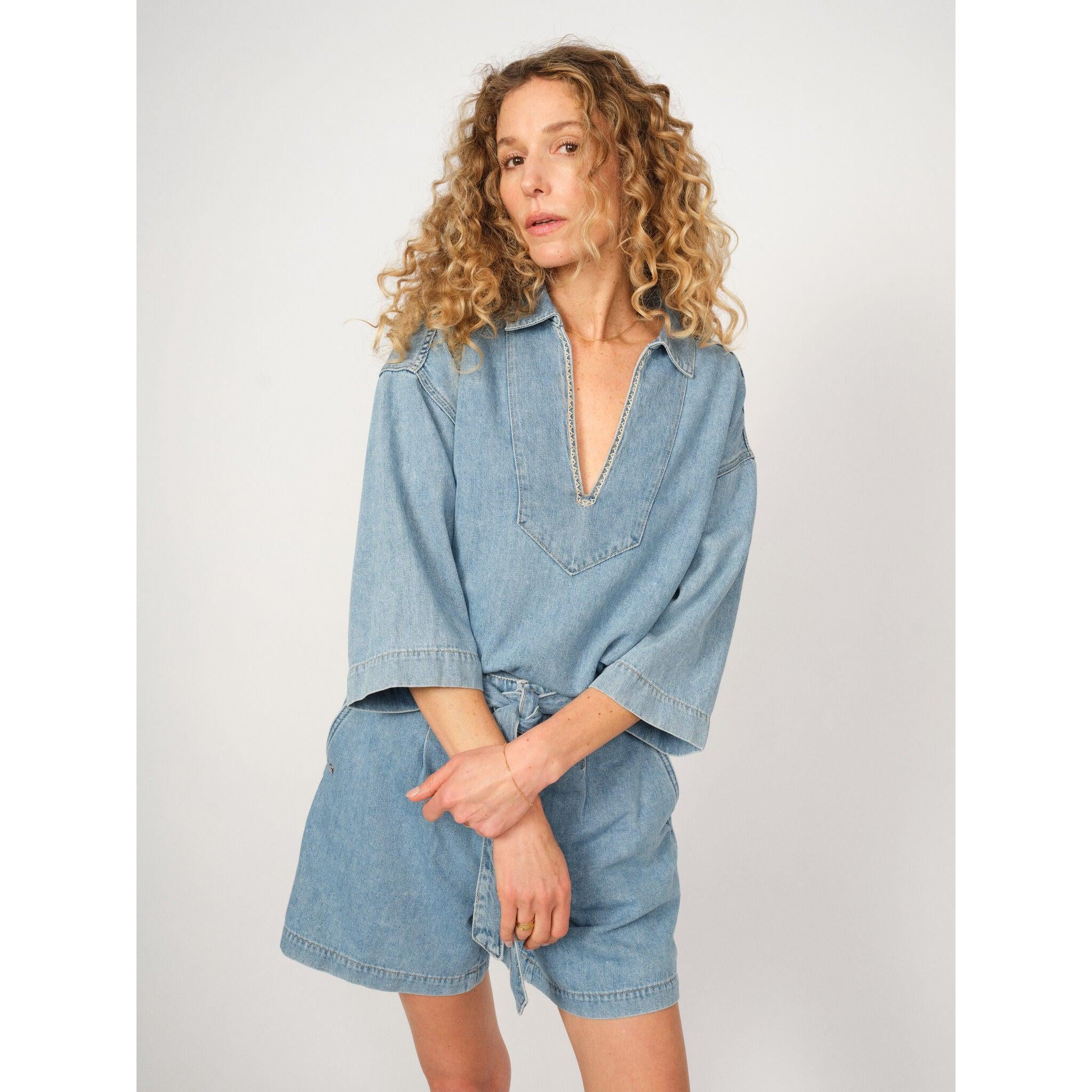 Mos Mosh, MMMeggi Denim Shorts, Light Blue-Mos Mosh-Minlillebutik.dk
