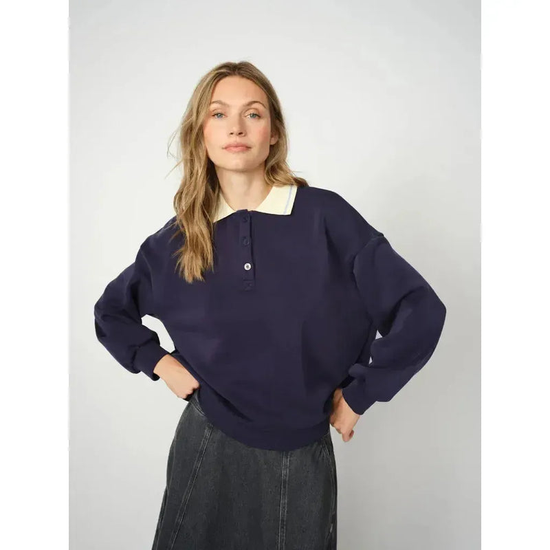 Mos Mosh, MMVada Polo Sweatshirt, Maritime Blue-Mos Mosh-Minlillebutik.dk