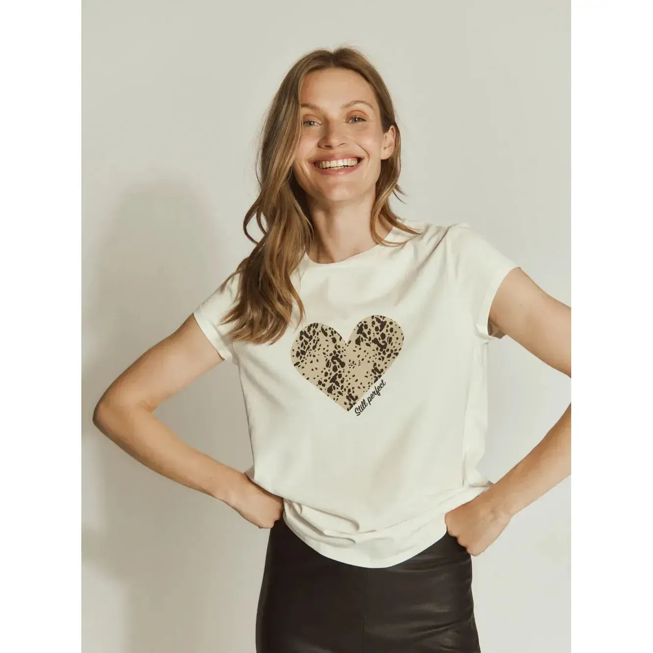Rosemunde, RWNatali Print Capsleeve T-shirt, Still perfect Leo print-Rosemunde-Minlillebutik.dk