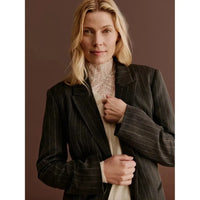 Rosemunde, RWPin LS Blazer, Grey Pinstripe-Rosemunde-Minlillebutik.dk
