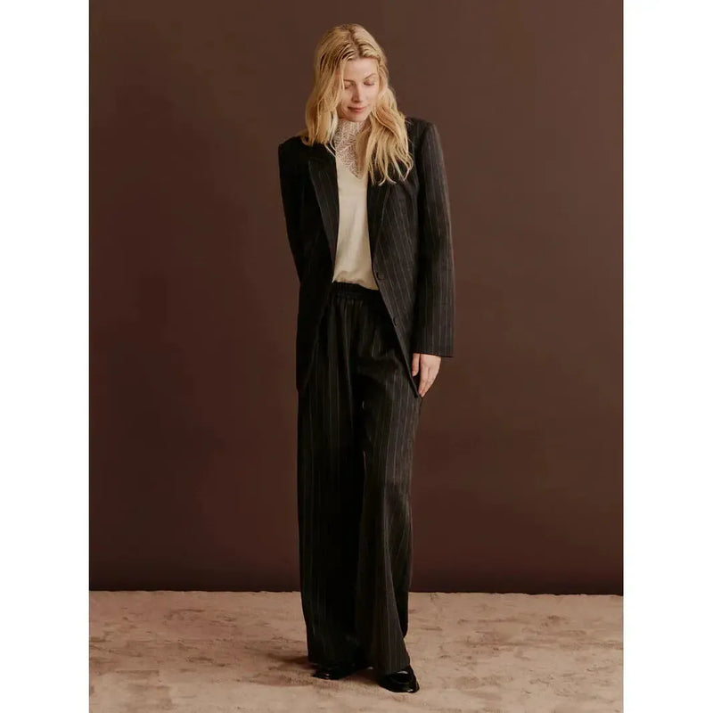 Rosemunde, RWPin LS Blazer, Grey Pinstripe-Rosemunde-Minlillebutik.dk