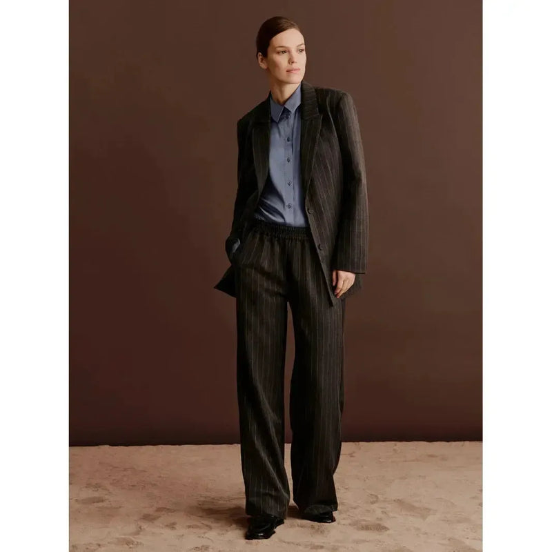 Rosemunde, RWPin MW Trousers, Grey Pinstripe-Rosemunde-Minlillebutik.dk