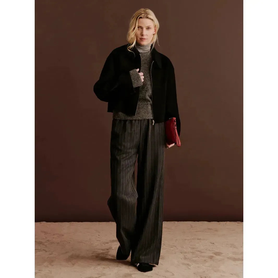 Rosemunde, RWPin MW Trousers, Grey Pinstripe-Rosemunde-Minlillebutik.dk